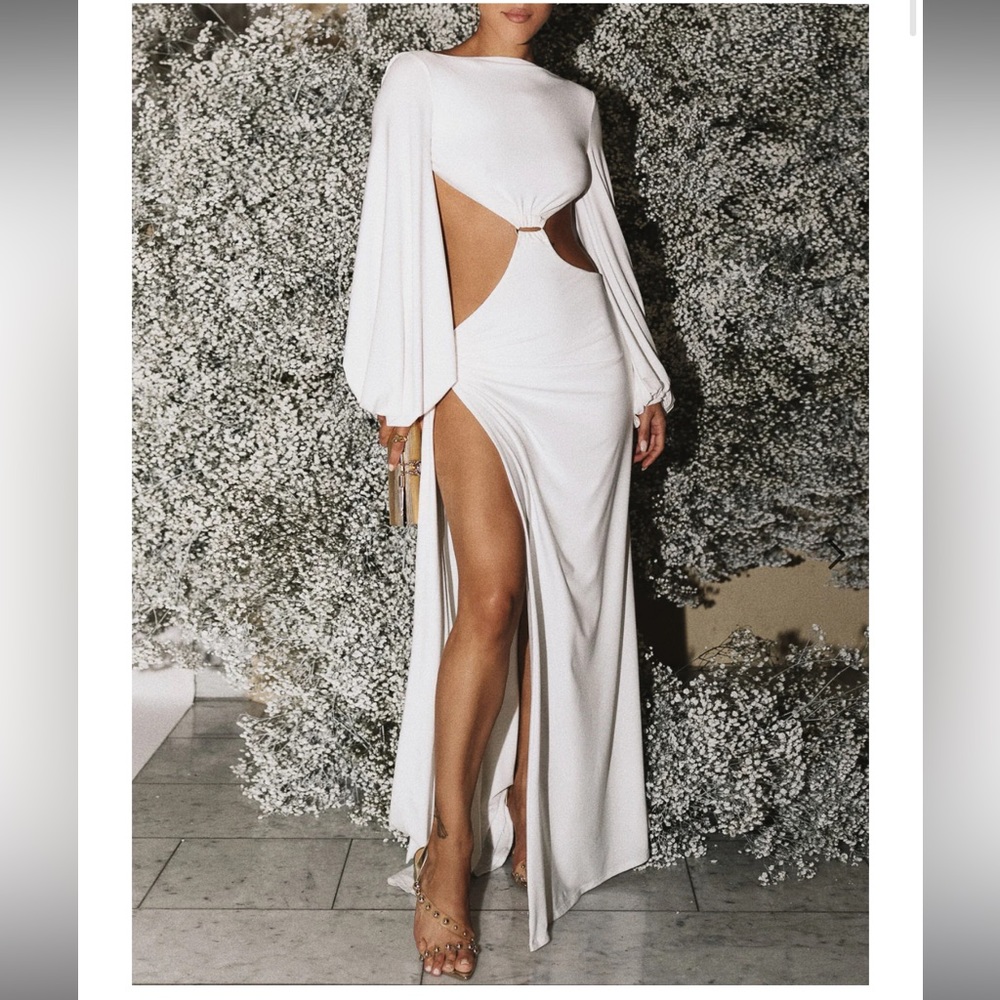 Elegant White Backless Dress- Gisele gown ivory